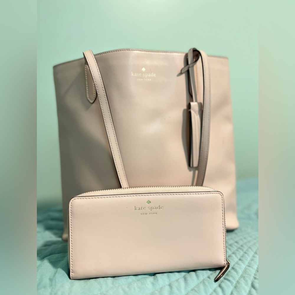 Pink Kate Spade Wallet and Tote Bag